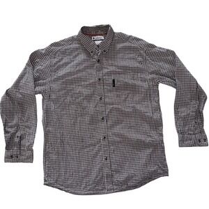 Columbia Sportswear Mens Long Sleeve Gingham Button Down Shirt Blue Tan XL